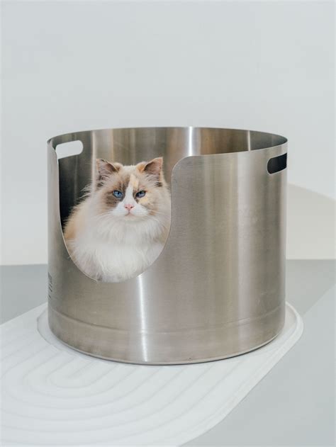 metal litter box with lid|round stainless steel litter box.